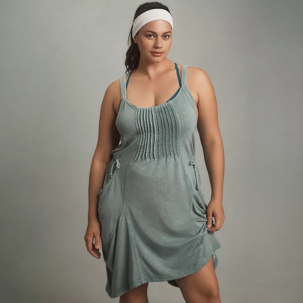 Anthropolgie Scoop-Neck Mint Green Tank Dress with Pintuck Front